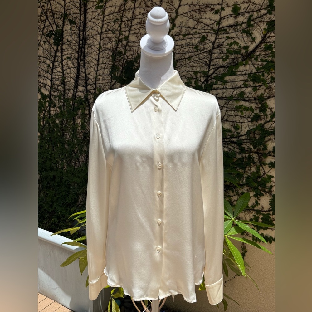 Les Copains ivory silk long sleeve blouse - Picture 1 of 10